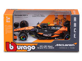 Coche modelo McLaren, Bburago, Lando Norris, decoración de Miami, MCL38 🔥