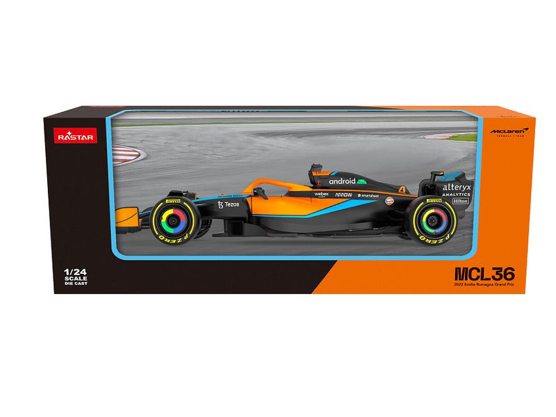 coche modelo McLaren, Rastar, Lando Norris, #4, MCL36, 2024