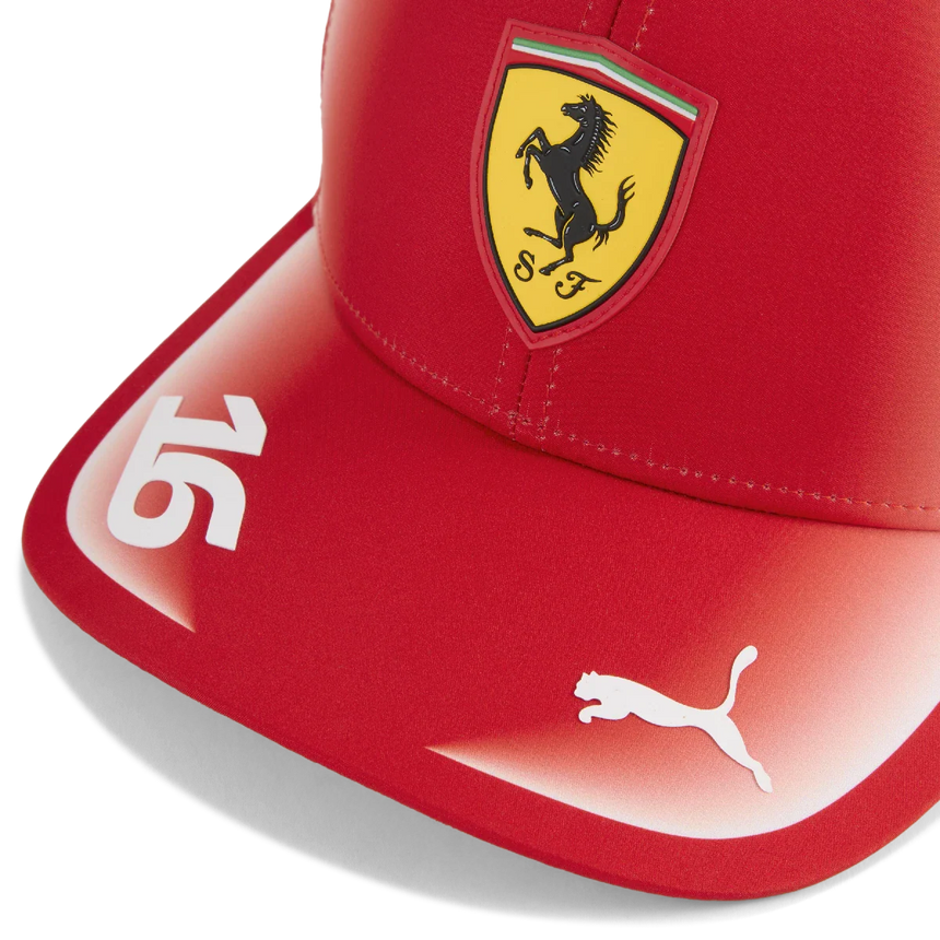 Gorra Ferrari, equipo, Charles Leclerc, Puma, rojo
