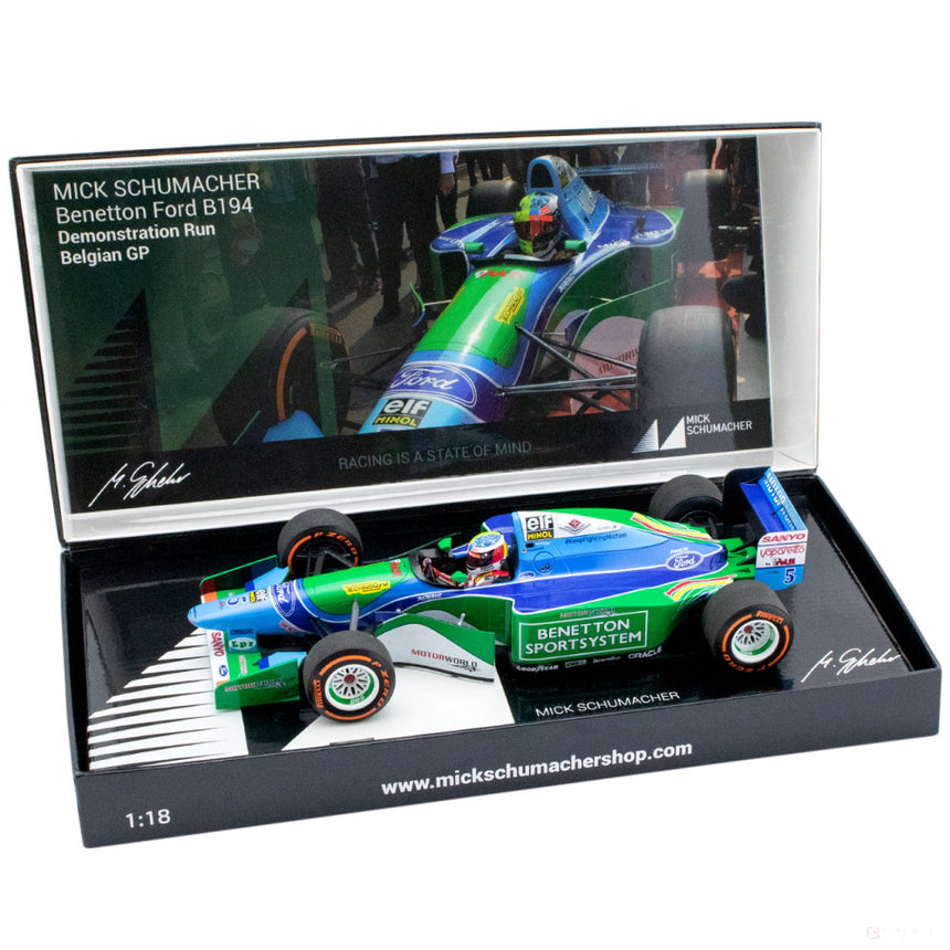 Auto modelo, Mick Schumacher Benetton Ford B194 Demo Run Belgium GP 2017, 1:18, Azul, 2017 - FansBRANDS®