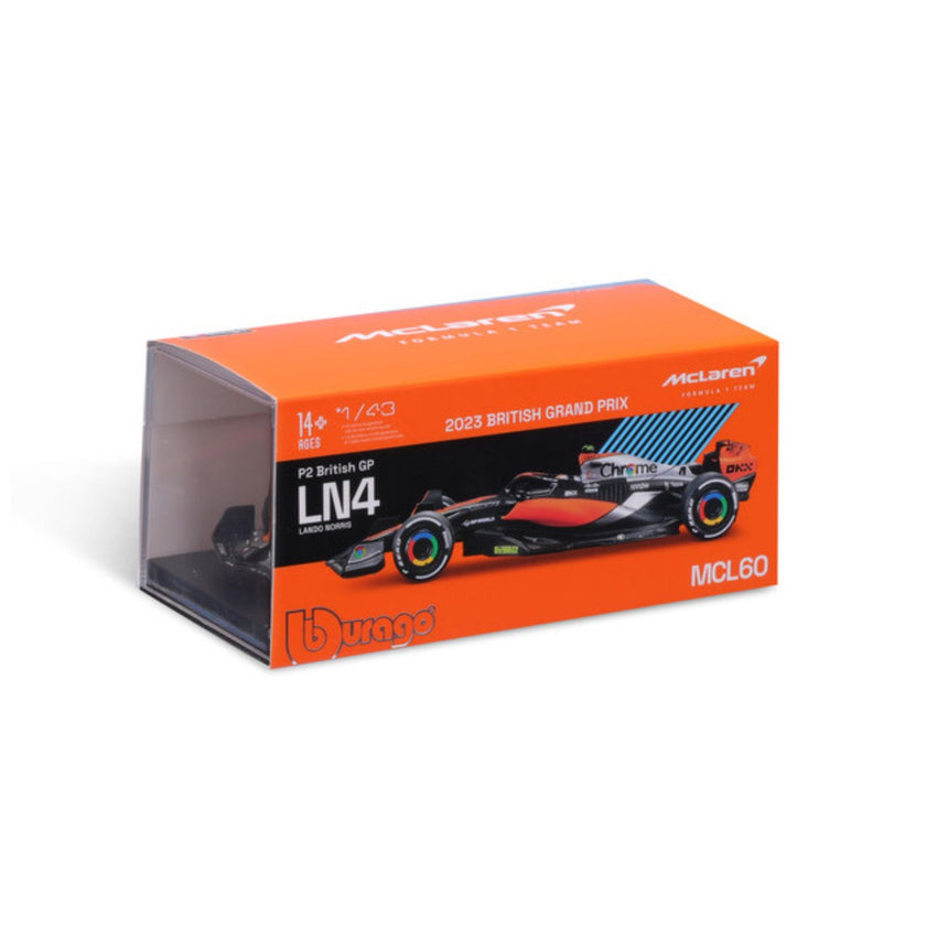Modelo de coche McLaren F1, con casco, MCL60, bburago, 1:43, Lando Norris #4