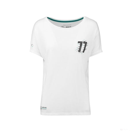 Camiseta de Mujer Mercedes Valtteri Bottas, Valtteri 77, Blanco, 2018 - FansBRANDS®