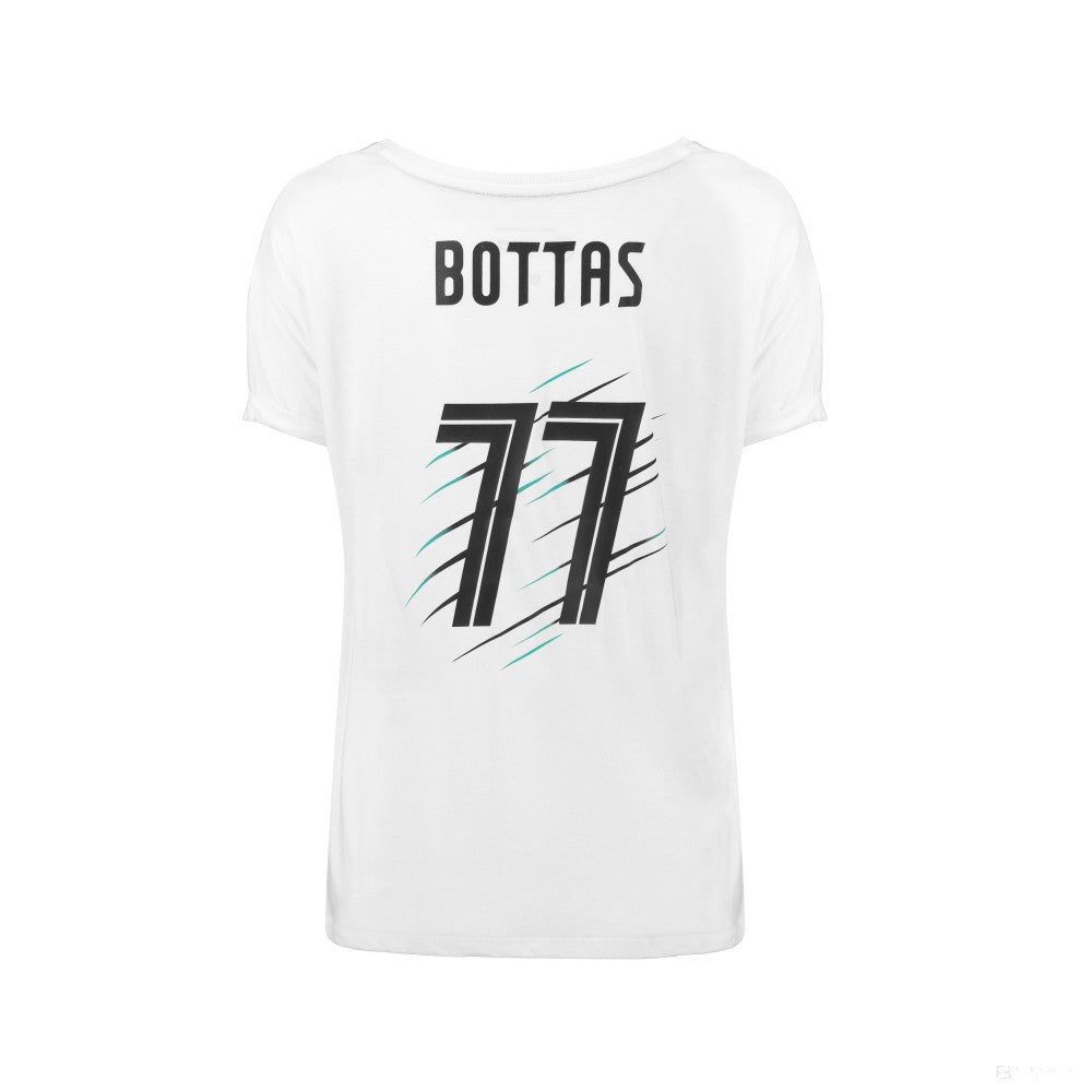 Camiseta de Mujer Mercedes Valtteri Bottas, Valtteri 77, Blanco, 2018