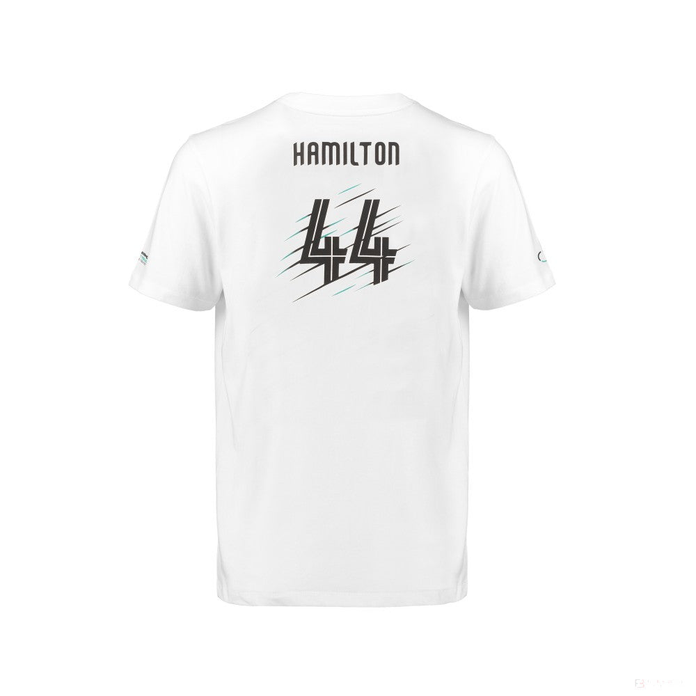 Camiseta infantil Mercedes Lewis Hamilton, Blanco, 2018