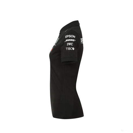 Camiseta de mujer con cuello, Mercedes Team, Negro, 2018 - FansBRANDS®