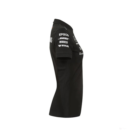Camiseta de mujer con cuello, Mercedes Team, Negro, 2018 - FansBRANDS®