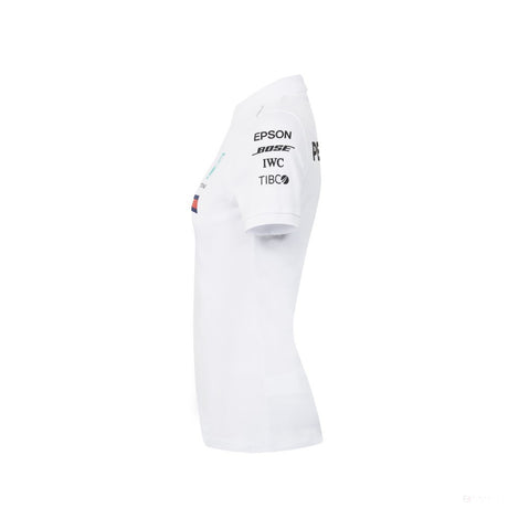 Camiseta de mujer con cuello, Mercedes Team, Blanco, 2018 - FansBRANDS®