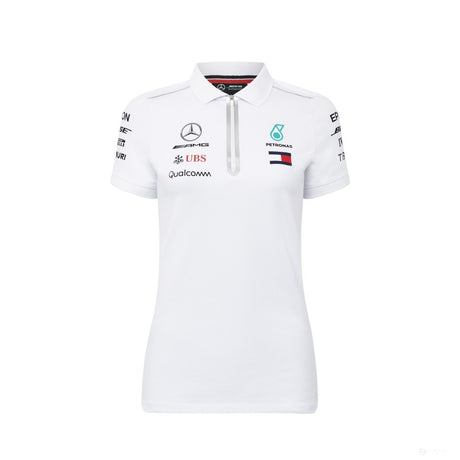 Camiseta de mujer con cuello, Mercedes Team, Blanco, 2018 - FansBRANDS®