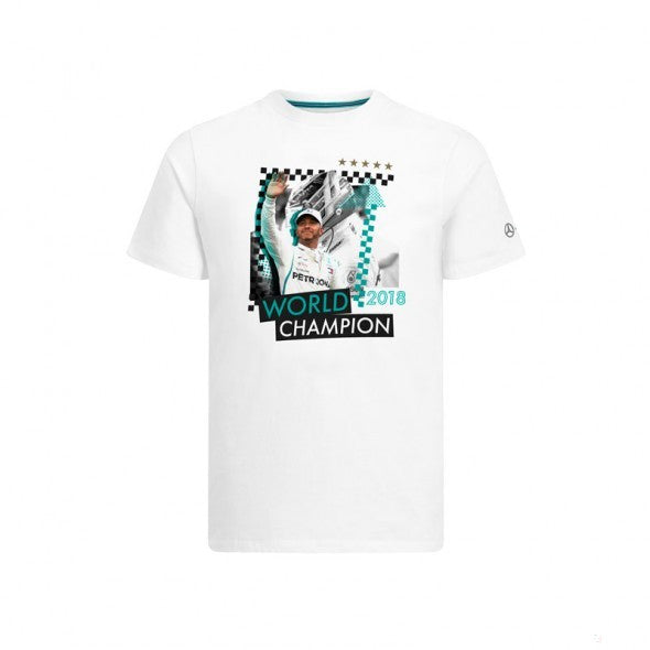 Camiseta para hombre Mercedes Lewis Hamilton, 2018 Champion, Blanco, 2018