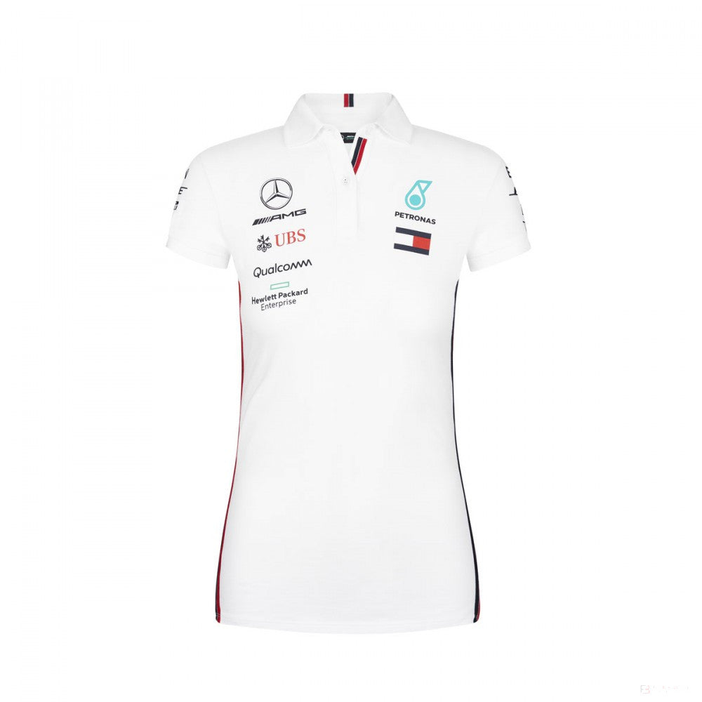 Camiseta de mujer con cuello, Mercedes, Blanco, 2019