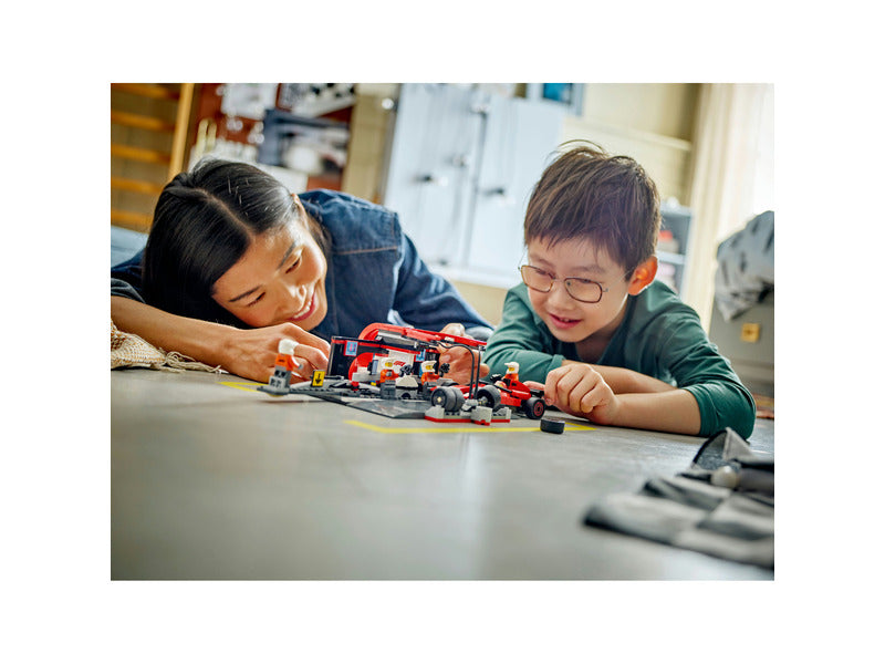 Ferrari, F1 LEGO® City 60443, coche de carreras en boxes con personal 🔥