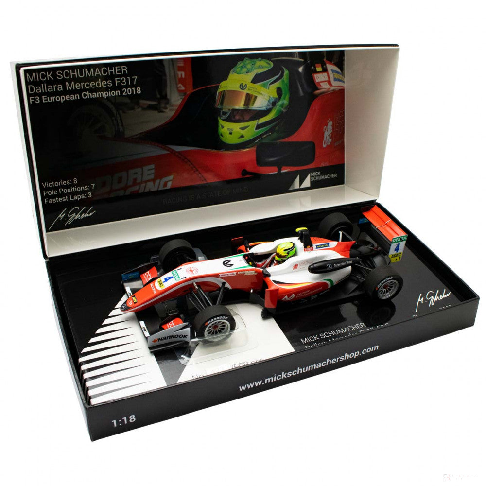 Auto modelo, Mick Schumacher Dallara Mercedes F317 Prema Racing Formula 3, 1:18, Blanco, 2018 - FansBRANDS®