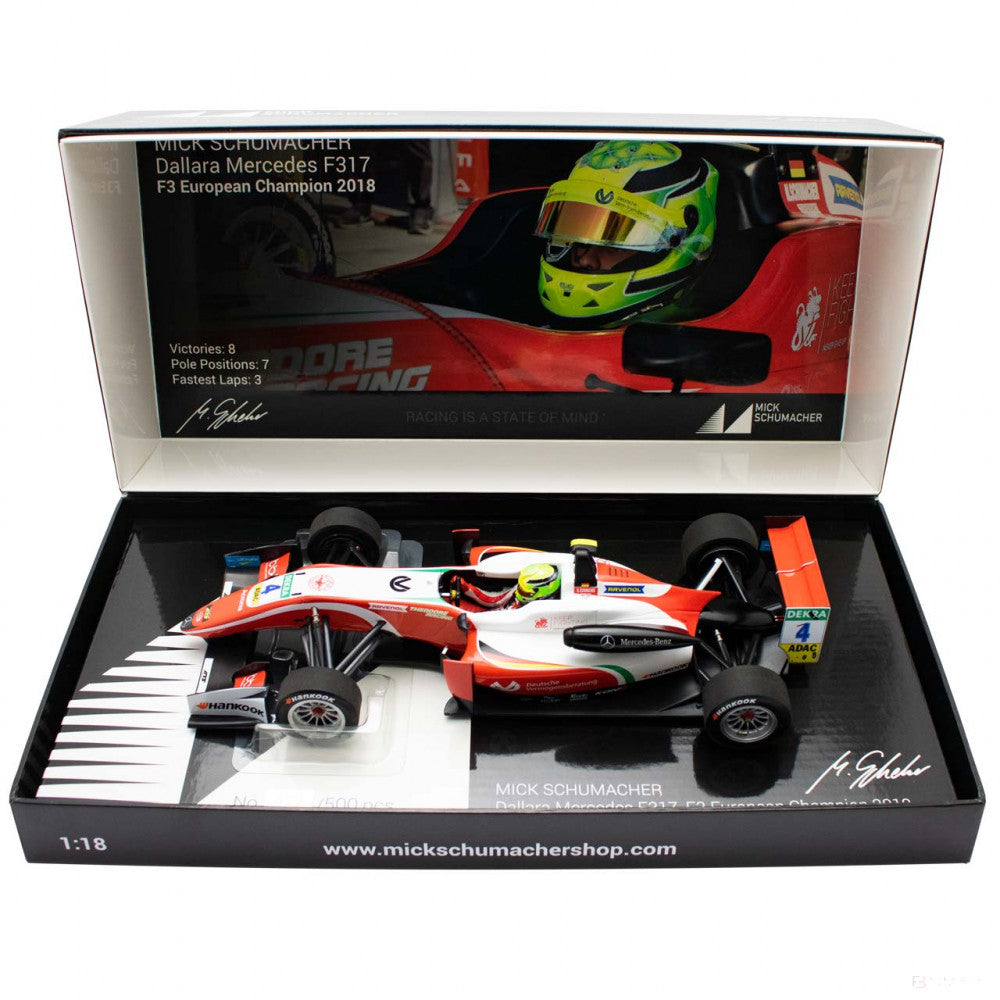 Auto modelo, Mick Schumacher Dallara Mercedes F317 Prema Racing Formula 3, 1:18, Blanco, 2018 - FansBRANDS®