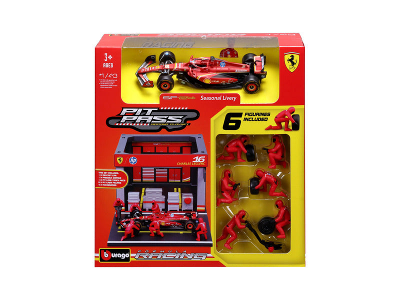 Ferrari kit de modelismo, pase de pits, bburago, 1:43, Charles Leclerc, #16, SF-24