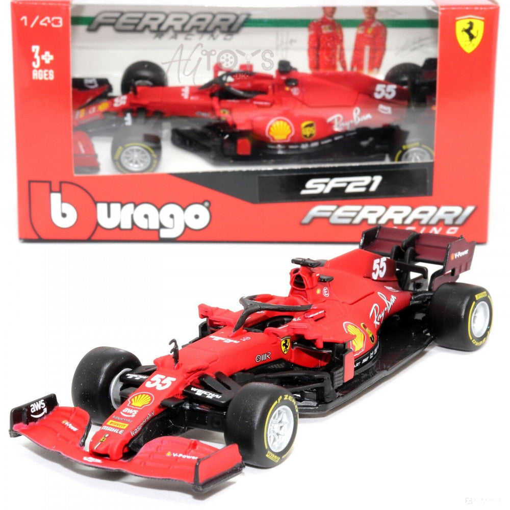 Auto modelo, Ferrari SF21 Sainz, 2021, Rojo, 1:43