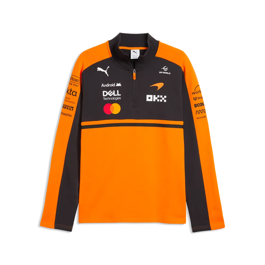 Pulóver McLaren, equipo, medio zip, papaya
