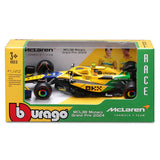 Coche modelo McLaren, Bburago, Lando Norris, decoración de Mónaco de Senna, MCL38 🔥