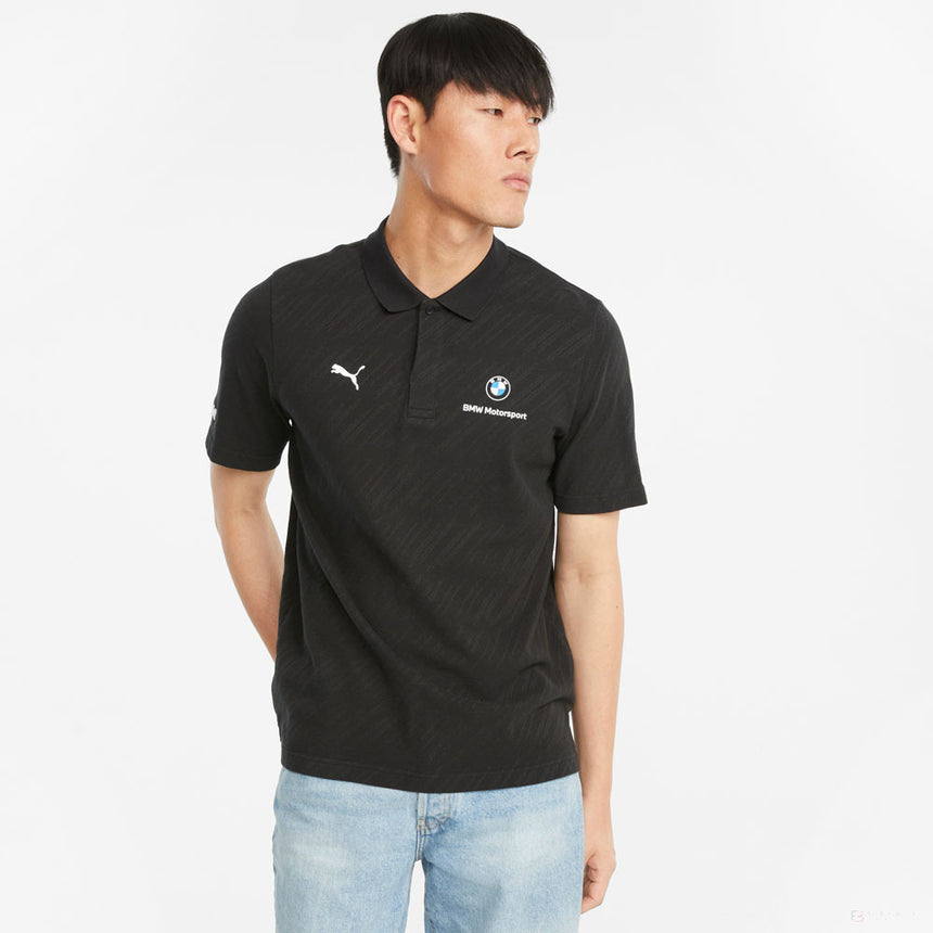 Camiesta de Hombre con Cuello,Puma BMW MMS Jacquard, Negro, 2021 - FansBRANDS®