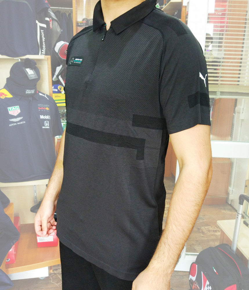 Camiseta de hombre con cuello, Puma Mercedes ecoKNIT, Negro, 2019 - FansBRANDS®