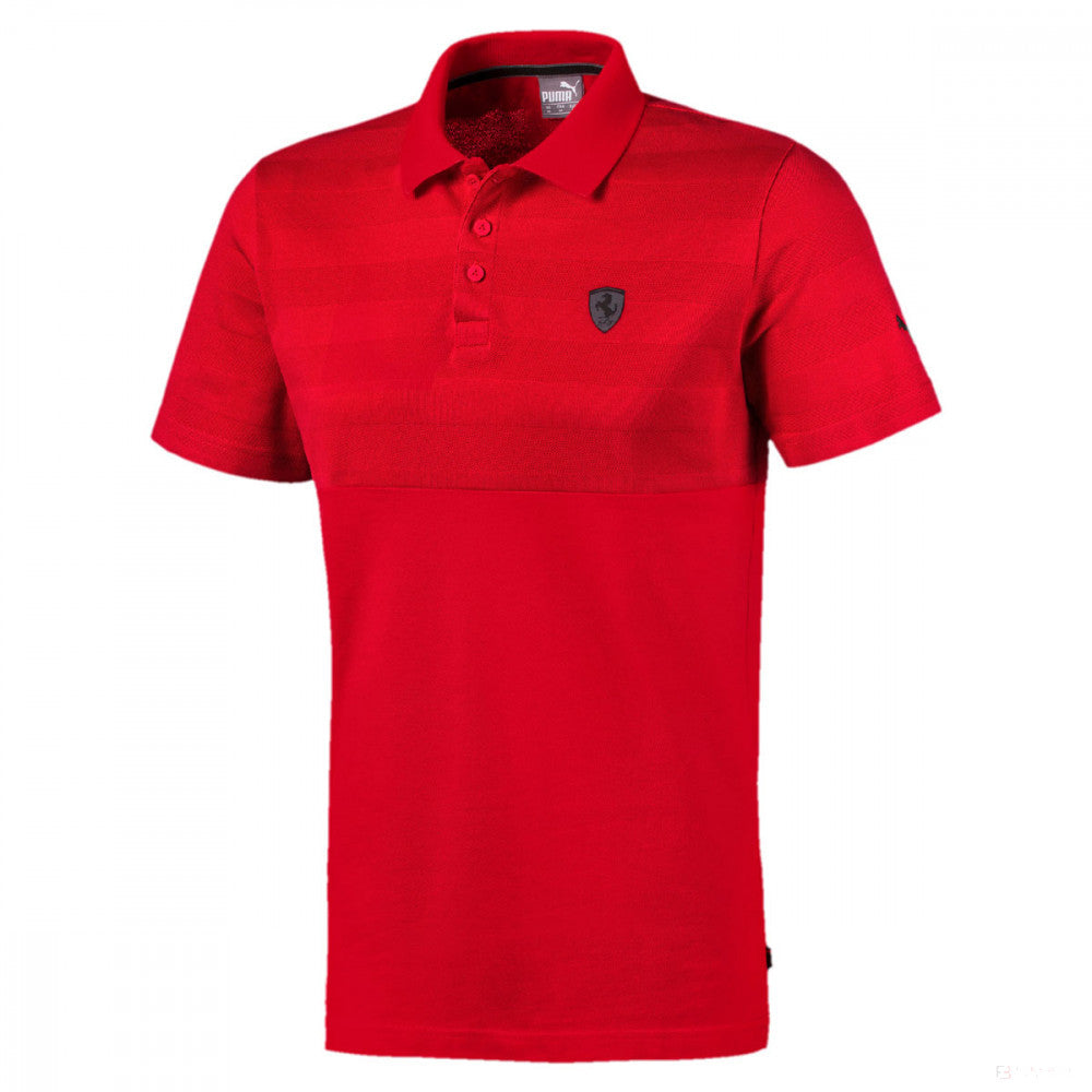 Camiseta de hombre con cuello, Puma Ferrari Scudetto Striped, Rojo, 2020