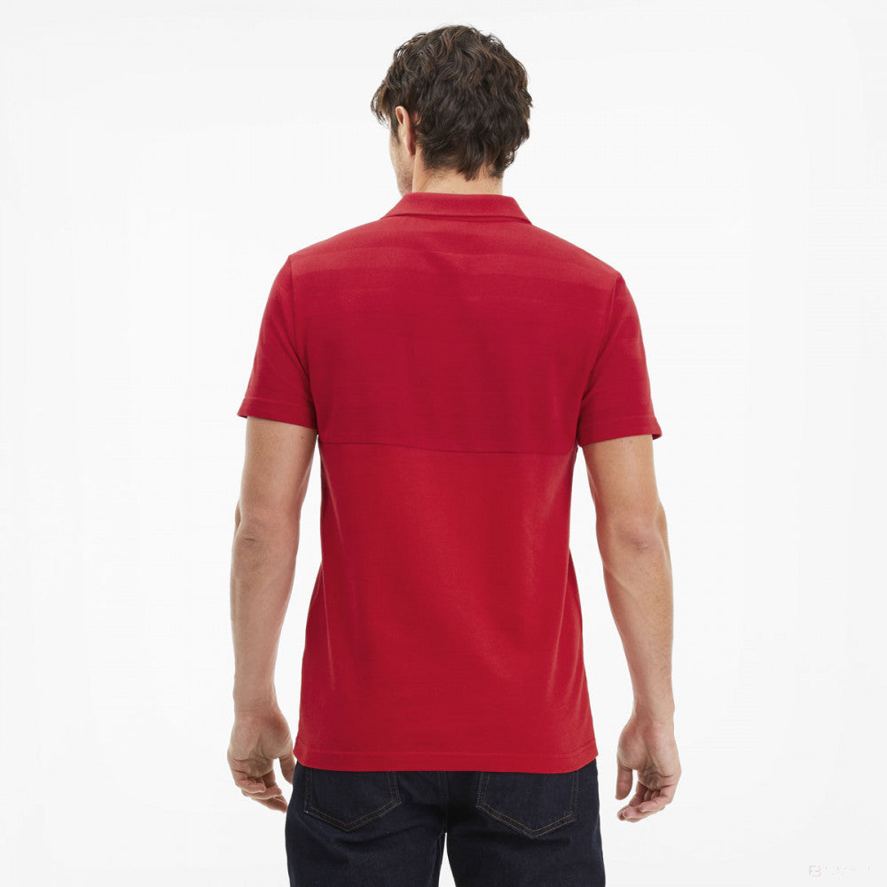 Camiseta de hombre con cuello, Puma Ferrari Scudetto Striped, Rojo, 2020