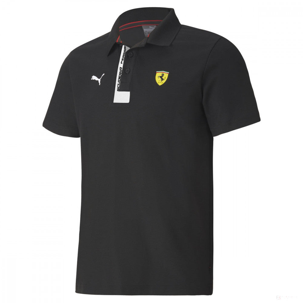 Camiseta de hombre con cuello, Puma Ferrari Scuderia, Negro, 2020