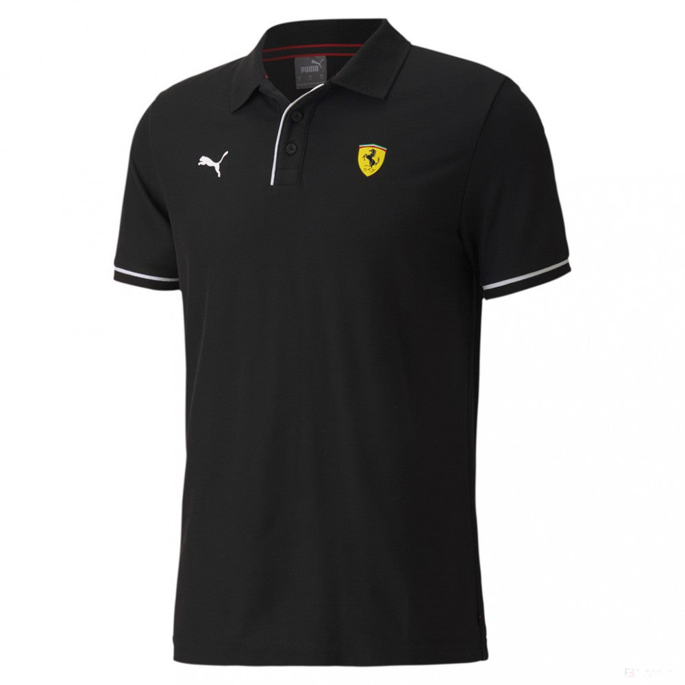 Camiseta de hombre con cuello, Puma Ferrari Race, Negro, 2020