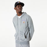 Sudadera con capucha de Los Ángeles Lakers, cremallera completa, New Era, gris