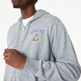 Sudadera con capucha de Los Ángeles Lakers, cremallera completa, New Era, gris