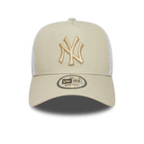 Gorra de los Yankees de Nueva York, New Era, trucker, esencial, beige