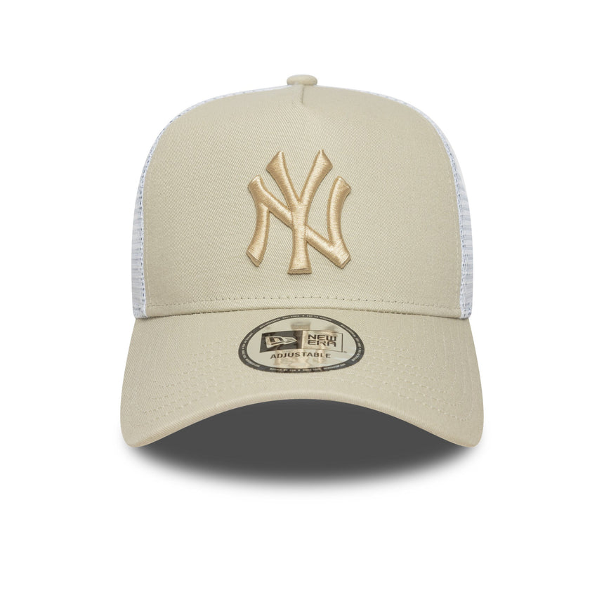 Gorra de los Yankees de Nueva York, New Era, trucker, esencial, beige