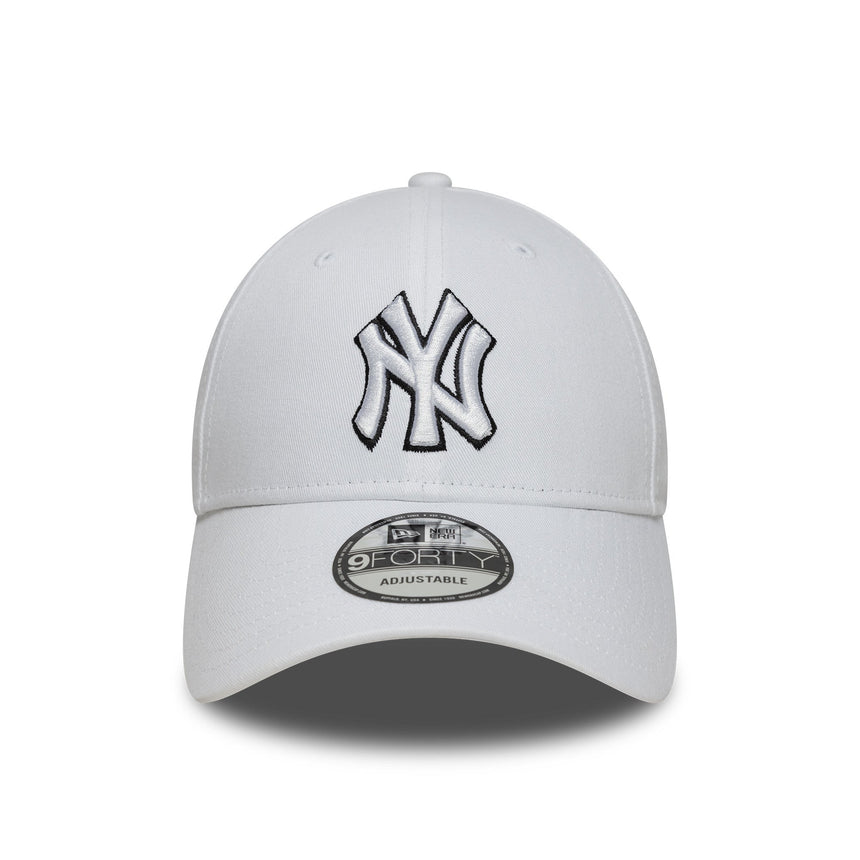Gorra de los Yanquis de Nueva York, New Era, 9FORTY, blanca
