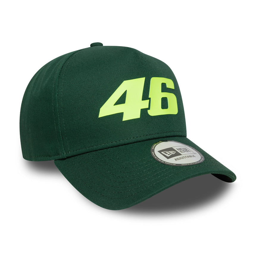 Gorra trucker Valentio Rossi #46, VR46, de temporada, New Era, 9FORTY, verde