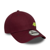 Gorra Valentio Rossi #46, VR46, de temporada, New Era, 9FORTY, burdeos