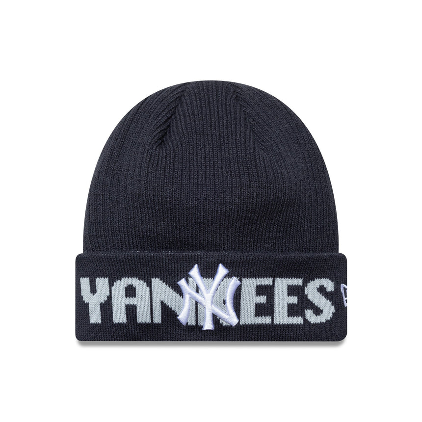 Gorro de punto de los New York Yankees, logotipo tipográfico, azul