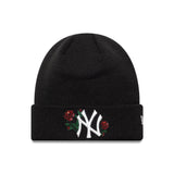 Gorro de punto de los Yanquis de Nueva York, rosa con lentejuelas, para mujer, New Era, negro