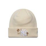 Gorro beanie de los New York Yankees, rosa con lentejuelas, para mujer, New Era, color crema