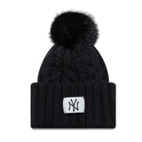Gorro de punto de los New York Yankees, para mujer, con puño ancho, New Era, negro