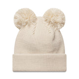 Gorro beanie de los Yankees de Nueva York, con doble pompón, para mujer, liso, New Era, beige