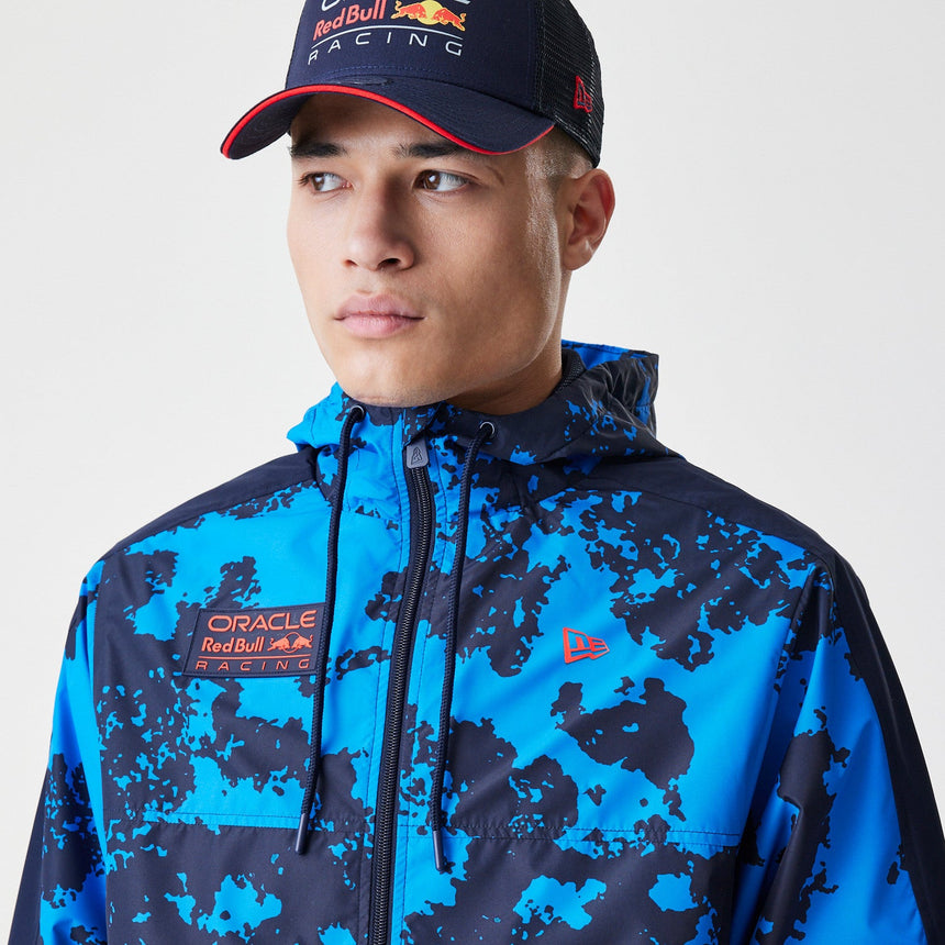 Chaqueta Red Bull Racing, Windrunner, New Era, camuflaje azul