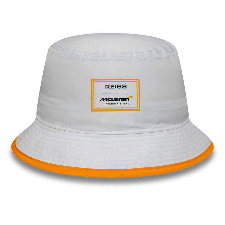 Sombrero tipo cubo McLaren x Reiss, de temporada, cónico, New Era, 9FORTY, blanco