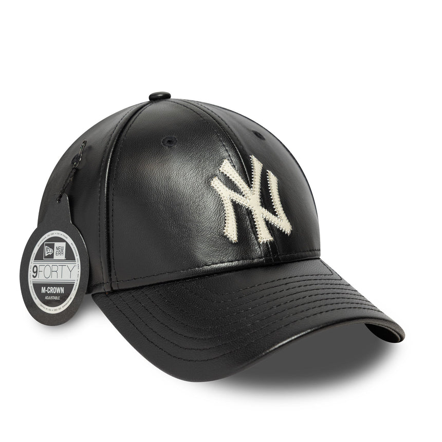 Gorra de los New York Yankees, cuero, New Era, 9FORTY, mc, negra