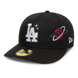 Gorra de los Dodgers de Los Ángeles, PLANET ICON, New Era, 59FIFTY, PC, negro