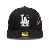 Gorra de los Dodgers de Los Ángeles, PLANET ICON, New Era, 59FIFTY, PC, negro