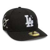 Gorra de los Dodgers de Los Ángeles, PLANET ICON, New Era, 59FIFTY, PC, negro