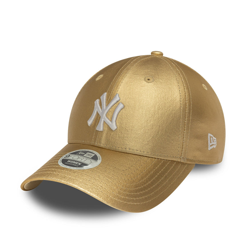 Gorra de los Yankees de Nueva York, pin metálico, New Era, 9FORTY, para mujer, dorada