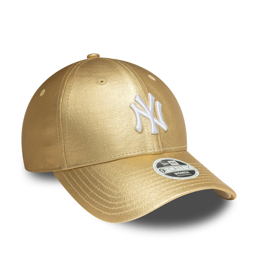 Gorra de los Yankees de Nueva York, pin metálico, New Era, 9FORTY, para mujer, dorada