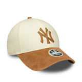 Gorra para mujer de los Yankees de Nueva York, ante sintético, 9FORTY, beige