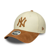Gorra para mujer de los Yankees de Nueva York, ante sintético, 9FORTY, beige