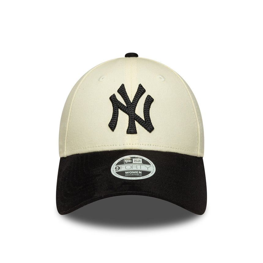 Gorra de los New York Yankees, ante sintético, New Era, 9FORTY, beige y negro